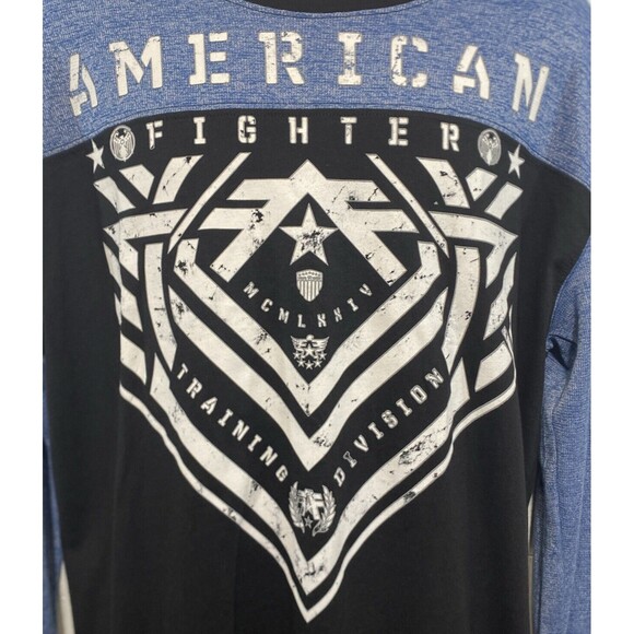 American Fighter T Shirt XXL Parkside Premium Athletic Long Sleeve Blue Black - Picture 4 of 7